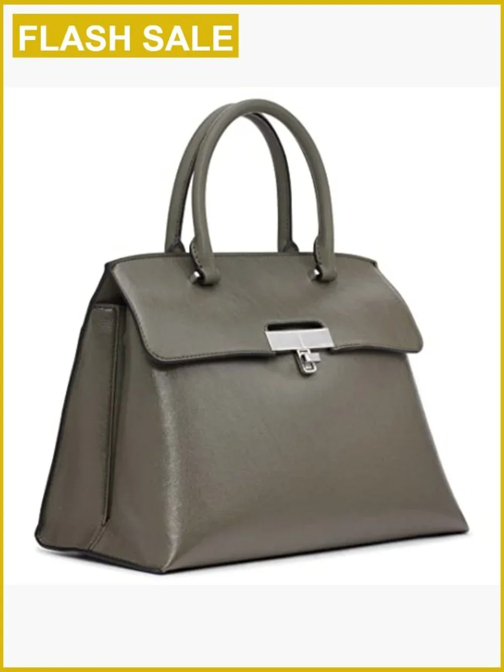 Turn Lock Satchel Crossbody Bag Faux Leather 3 Pockets